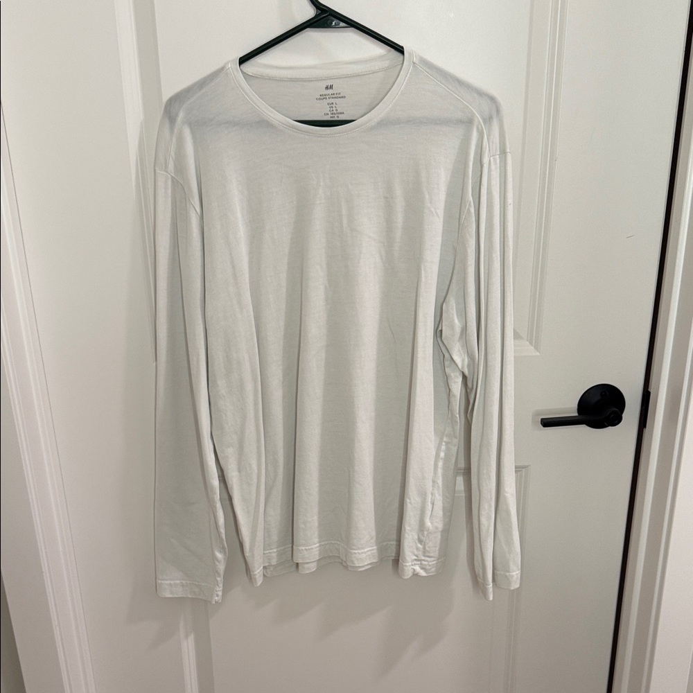 H&M Men's Classic Cream Long Sleeve Tee
